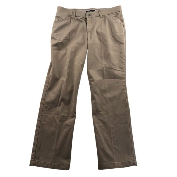 Lee Women's Flex Motion Straight Leg Mid Rise Pants 12P Petite Khaki Beige - Picture 1 of 13